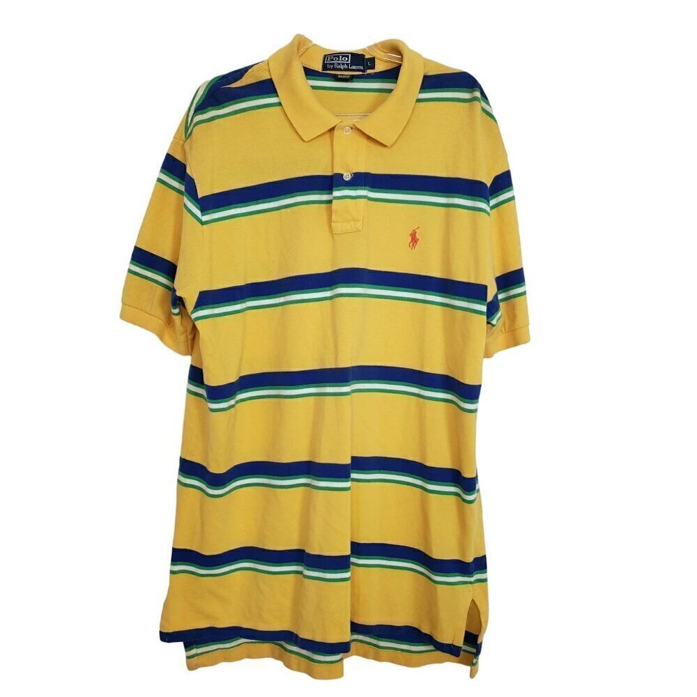 Polo Ralph Lauren Polo Stripes Yellow Hip Hop Preppy Streetwear Mens Size Large